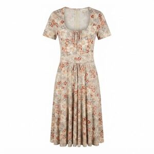 Vintage John Kloss Floral Midi Dress Short Sleeve Fit Flare Sz 10 70s - CJ
